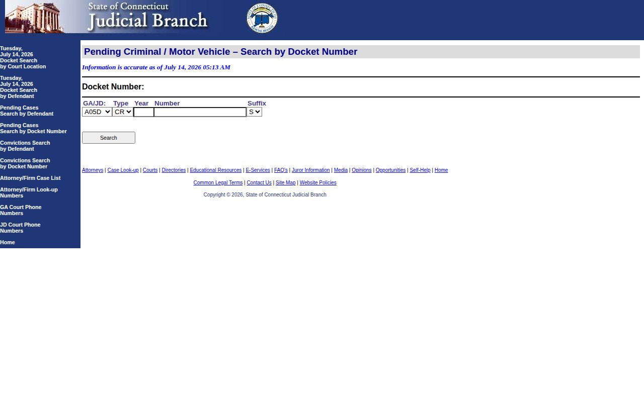 New Haven County 72-hour release docket search
