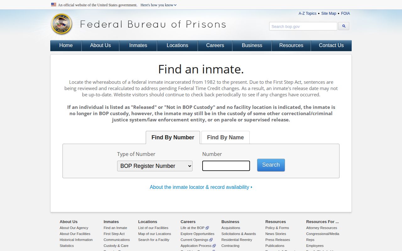 BOP locator for federal New Haven County inmate release dates