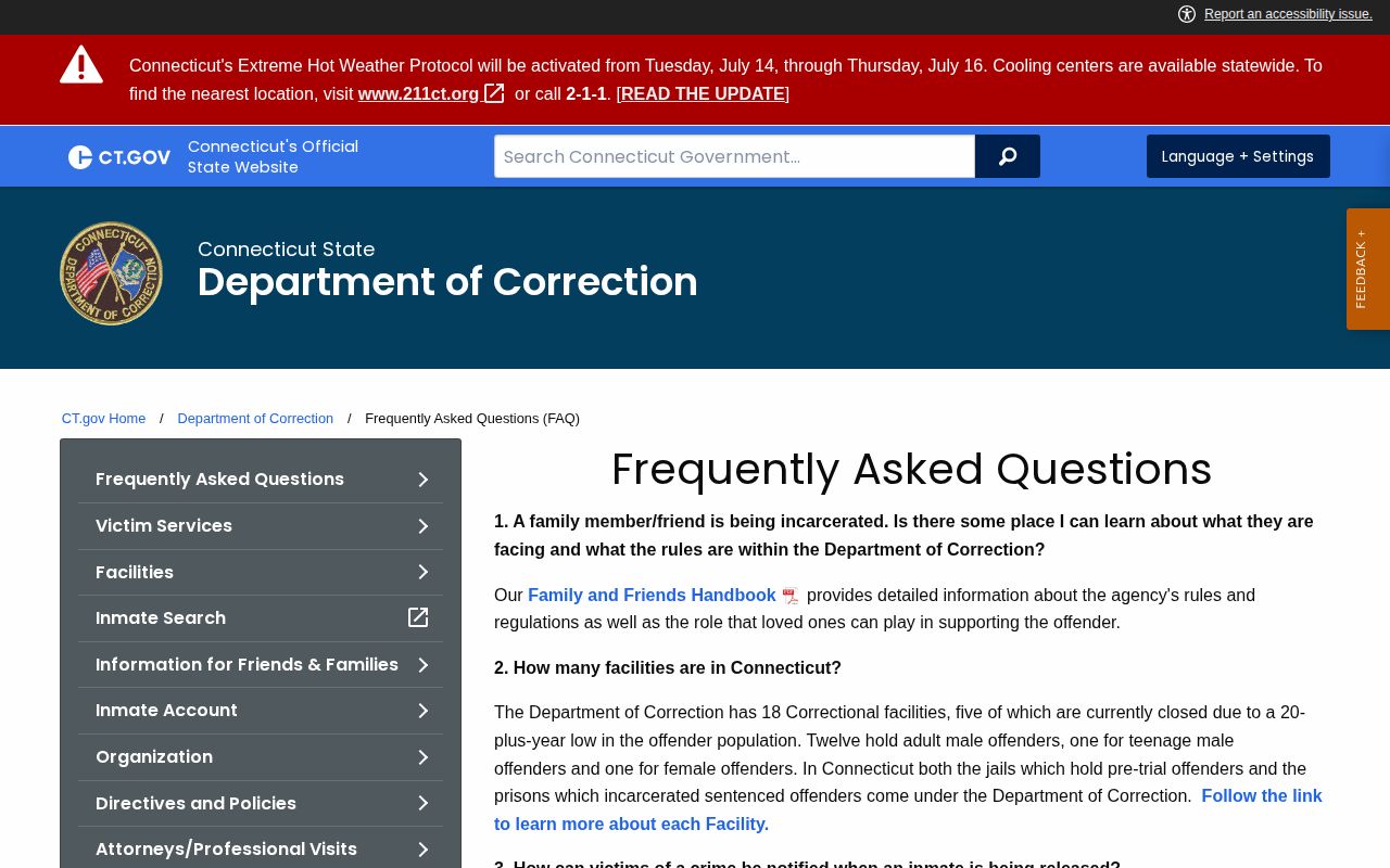 CT DOC field list for New Haven County released inmate mugshots and custody records