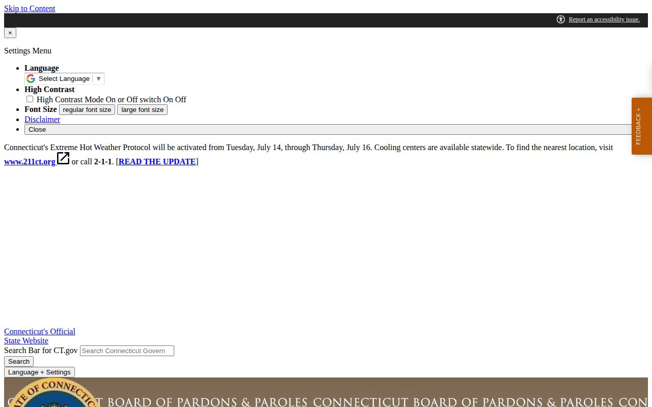 New Haven County parole decision research page from BOPP SCORES